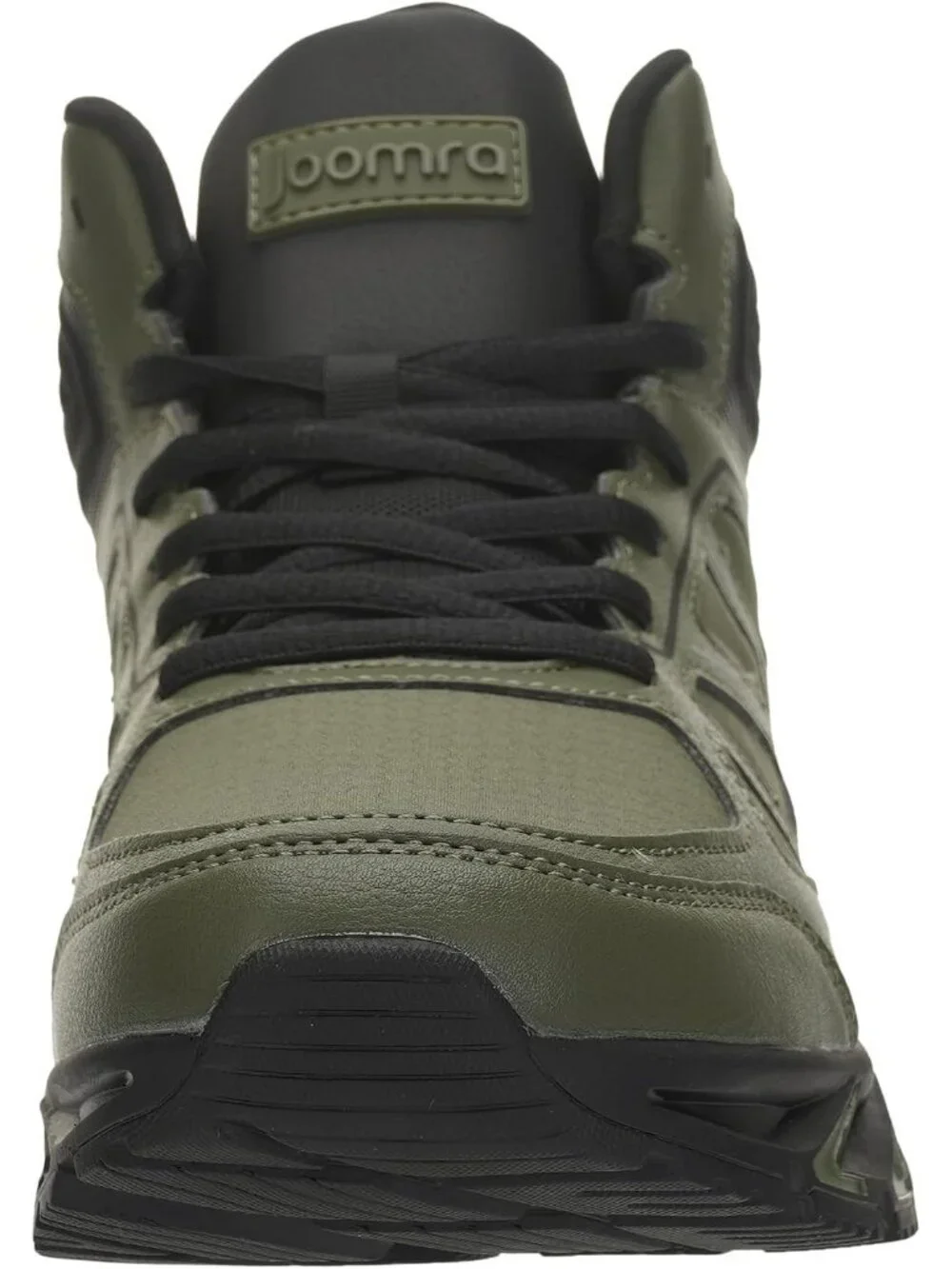 Joomra Men's Military Green Rubber Leather High Top Athletic Lace Up Sneakers